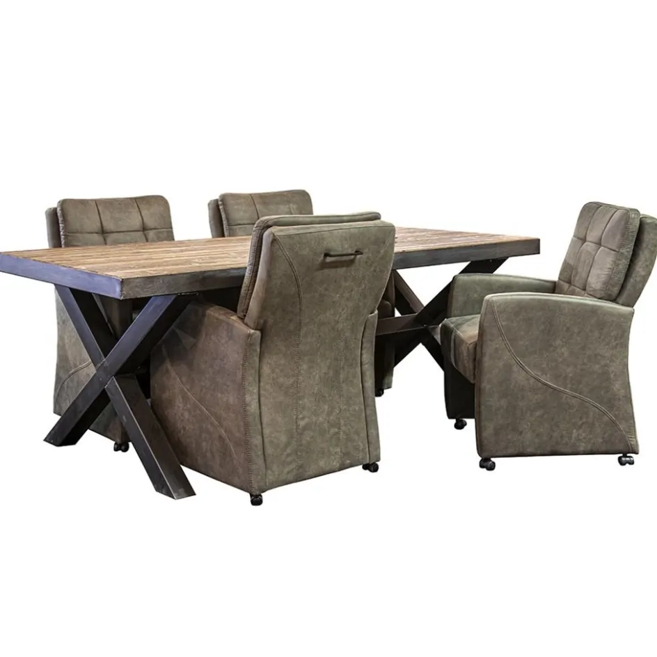 Comfortabele armstoel olijf groen met wieltjes en handgreep>Straluma Online