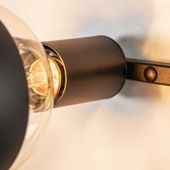 Decoratieve wandlamp zwart met 2 plantenpotten><noscript><img width=