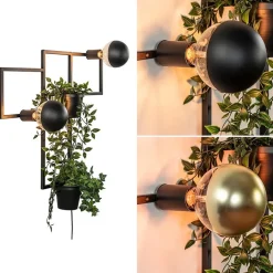Decoratieve wandlamp zwart met 2 plantenpotten><noscript><img width=