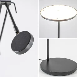 Design LED uplighter met leesarm zwart geborsteld staal><noscript><img width=