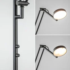 Design LED uplighter met leesarm zwart geborsteld staal><noscript><img width=