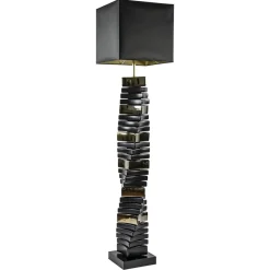 Design vloerlamp keramiek zwart/goud met zwarte kap>Straluma Discount