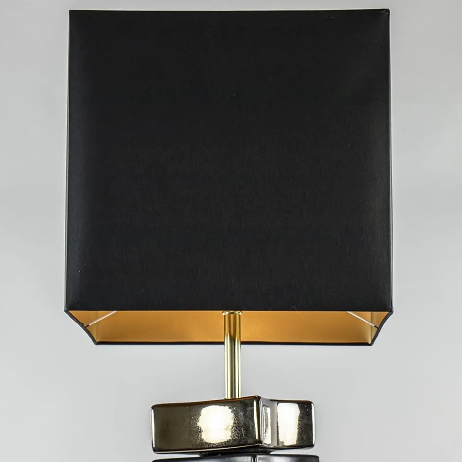 Design vloerlamp keramiek zwart/goud met zwarte kap>Straluma Discount
