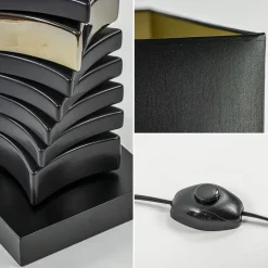 Design vloerlamp keramiek zwart/goud met zwarte kap><noscript><img width=