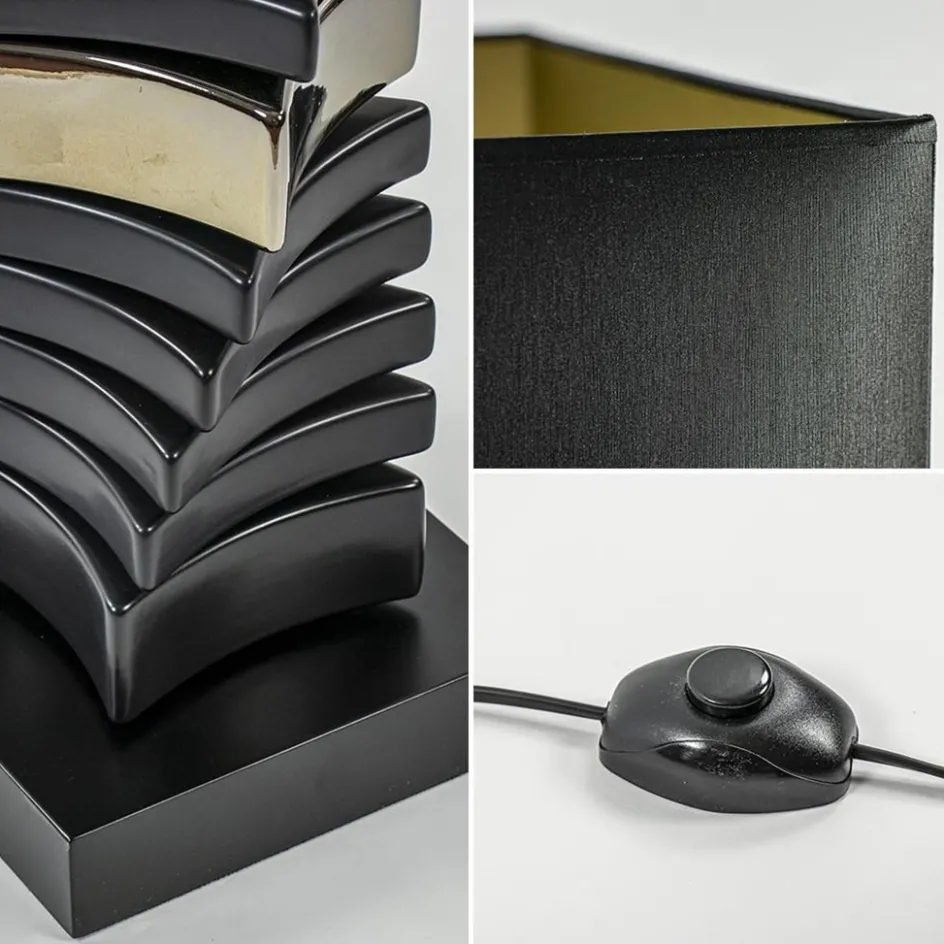 Design vloerlamp keramiek zwart/goud met zwarte kap>Straluma Discount