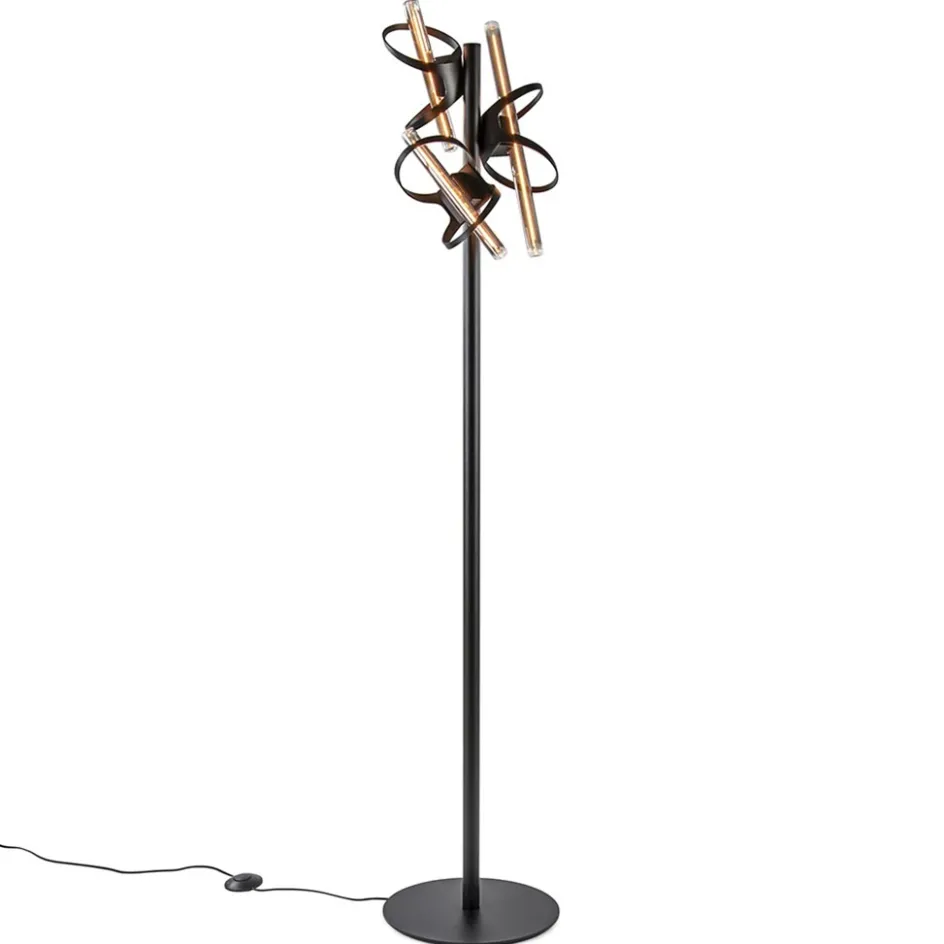 Design vloerlamp mat zwart metaal inclusief LED>Straluma New