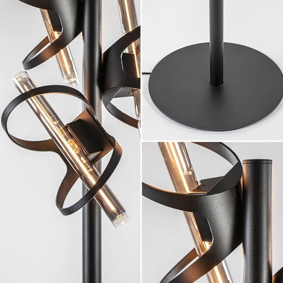 Design vloerlamp mat zwart metaal inclusief LED>Straluma New