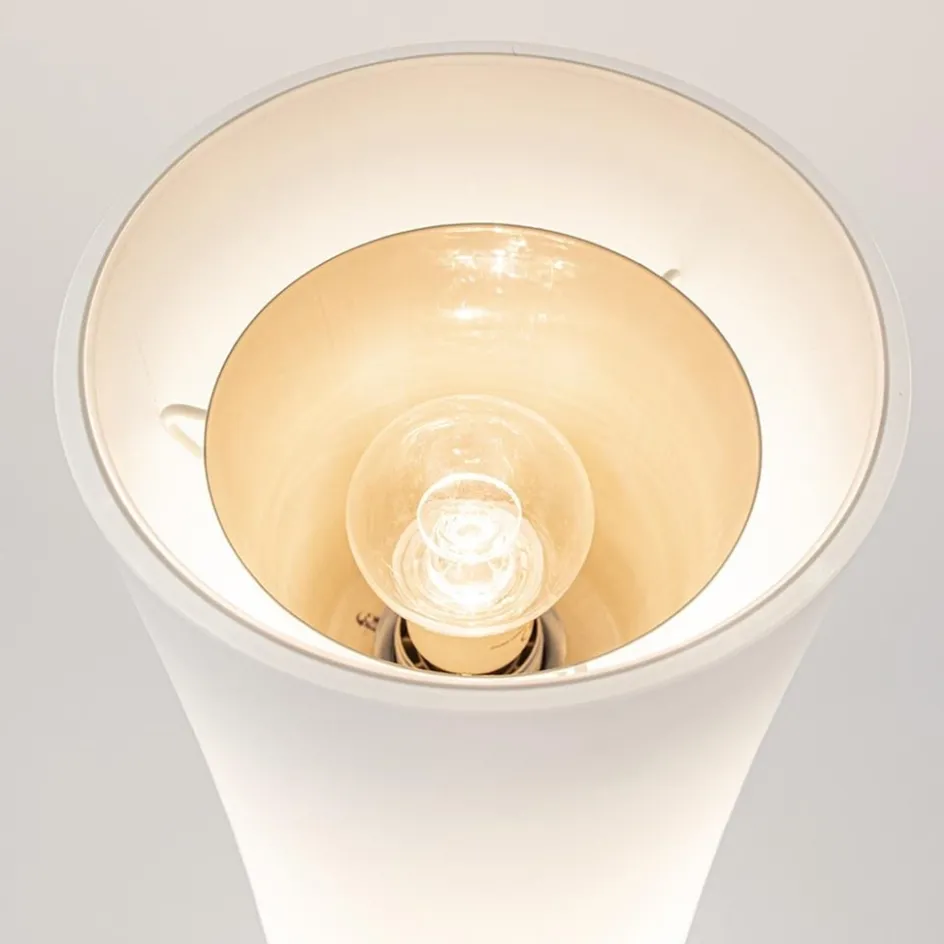 Design vloerlamp nikkel met opaal glas en uplighter>Straluma