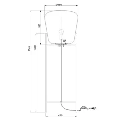 Design vloerlamp zwart frame met grote glazen kap><noscript><img width=