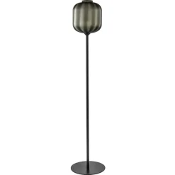 Design vloerlamp zwart met mat zwarte glazen kap>Straluma Clearance