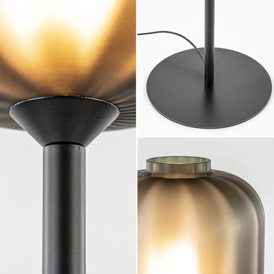 Design vloerlamp zwart met mat zwarte glazen kap>Straluma Clearance