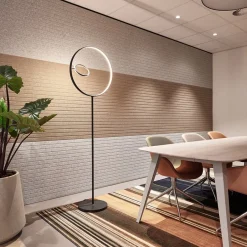 Design vloerlamp zwart met dubbele LED ring><noscript><img width=