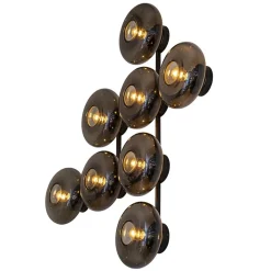Design wandlamp mat zwart met smoke glas 8-lichts>Straluma Sale