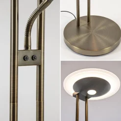 Dimbare LED uplighter met leeslamp donker brons><noscript><img width=