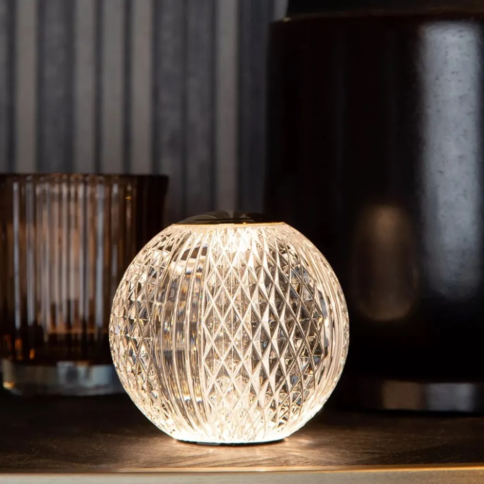 Dimbare tafellamp transparant/goud oplaadbaar>Straluma Online