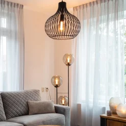 Draadhanglamp medium zwart 38cm><noscript><img width=