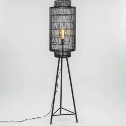 Driepoot vloerlamp Gruaro zwart met brons>Straluma