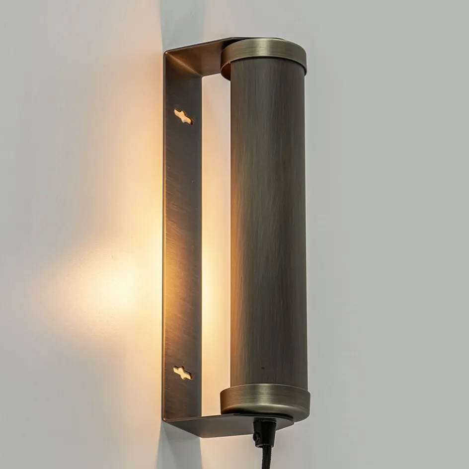 E14 wandlamp mat antiek brass met snoer>Straluma Online
