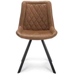 Eetkamerstoel microleder Bull camel met zwarte poot>Straluma Online