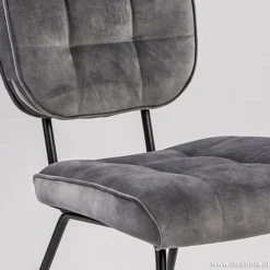 Eetkamerstoel velours grijs met zwart><noscript><img width=