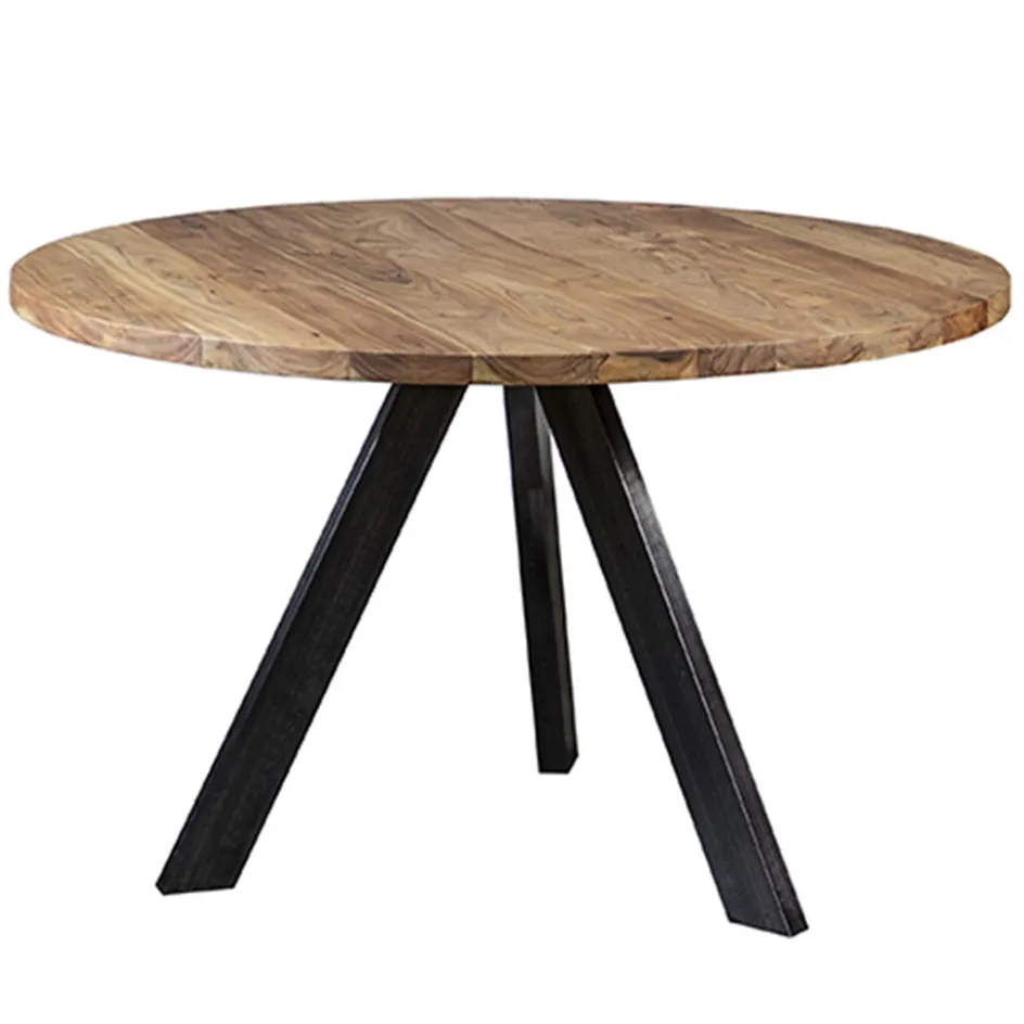 Eettafel Acaciahout 3-poot zwart Ø120>Straluma Discount