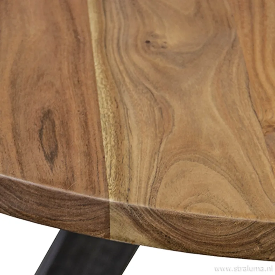Eettafel Acaciahout 3-poot zwart Ø120>Straluma Discount