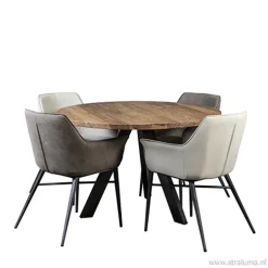 Eettafel Acaciahout 3-poot zwart Ø120><noscript><img width=