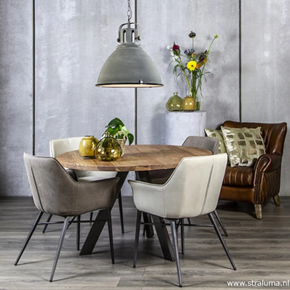 Eettafel Acaciahout 3-poot zwart Ø120>Straluma Discount