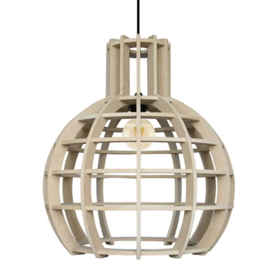 Eettafel hanglamp Globe Lingehof hout>Straluma