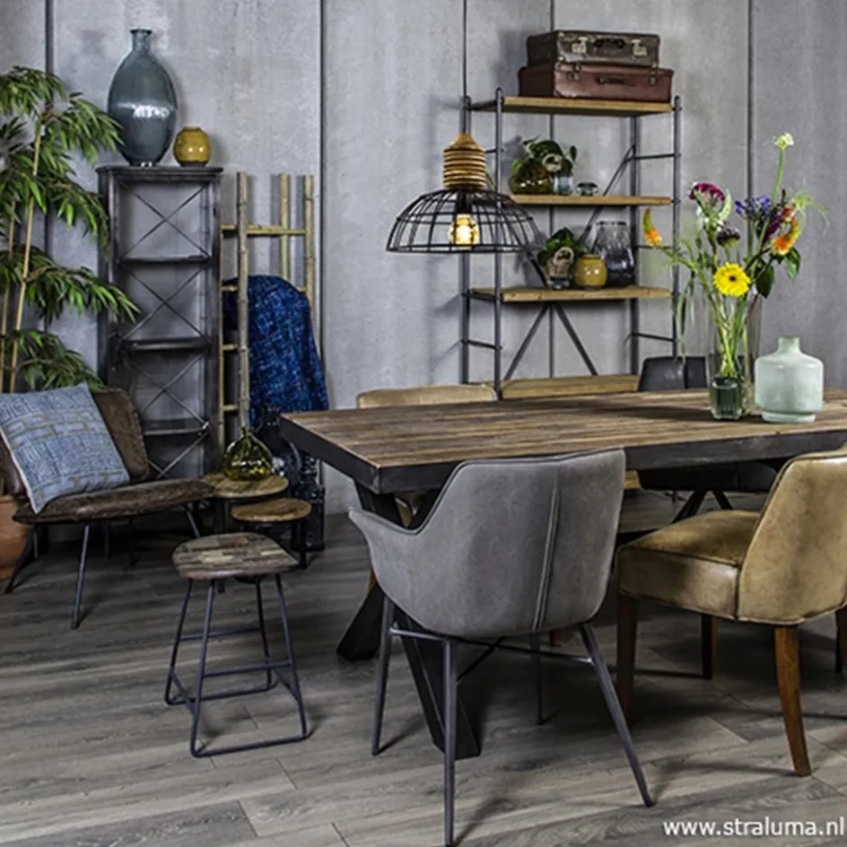 Eettafel Light & Living zink/hout>Straluma Discount