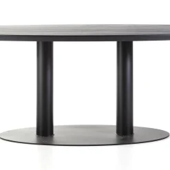 Eettafel ovaal zwart eiken met metalen poot 300x120 cm><noscript><img width=