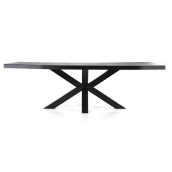 Eiken boomstam tafel met spinpoot zwart 240x100 cm>Straluma Outlet