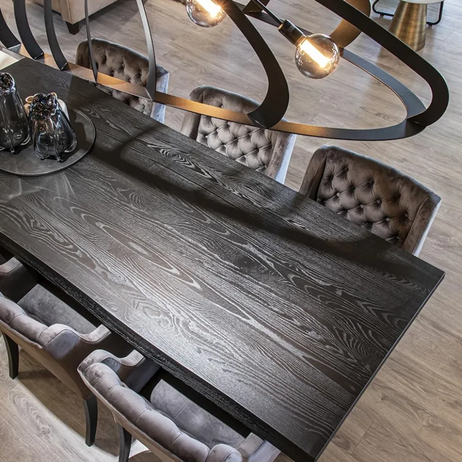 Eiken boomstam tafel met spinpoot zwart 240x100 cm>Straluma Outlet