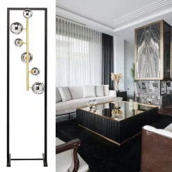 Elegante luxe vloerlamp met 6 glazen bollen><noscript><img width=