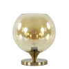 Elegante tafellamp donker goud met amber glazen bol 25 cm>Straluma