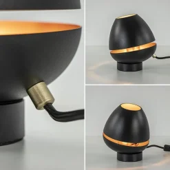 Elegante tafellamp mat zwart met goud accent><noscript><img width=