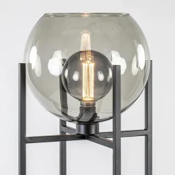 Frame vloerlamp mat zwart met smoke glazen bol><noscript><img width=