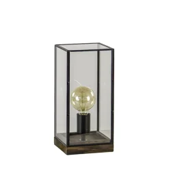 Glazen tafellamp Askjer hout met zwart>Straluma Online