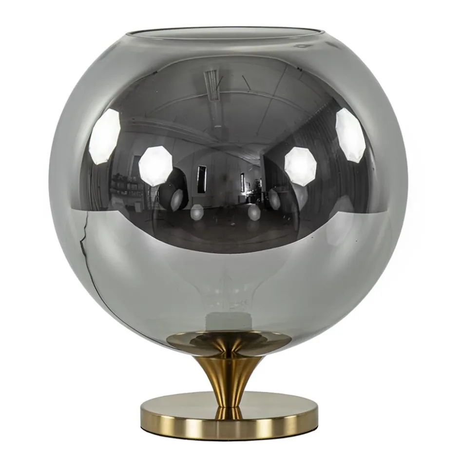 Globe tafellamp smoke/titanium met gouden voet>Straluma Clearance