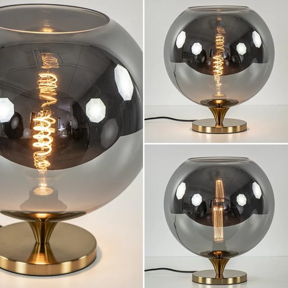 Globe tafellamp smoke/titanium met gouden voet>Straluma Clearance