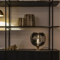 Globe tafellamp smoke/titanium met gouden voet><noscript><img width=