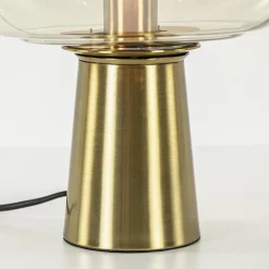Gouden tafellamp Misty met amber glazen kap L&L><noscript><img width=