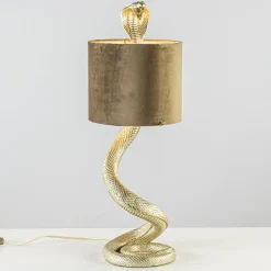 Gouden tafellamp Snake met velours kap>Straluma Best