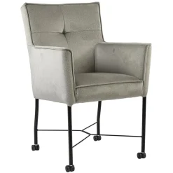 Grijs/beige eetkamerstoel met wieltjes gr 2>Straluma Hot
