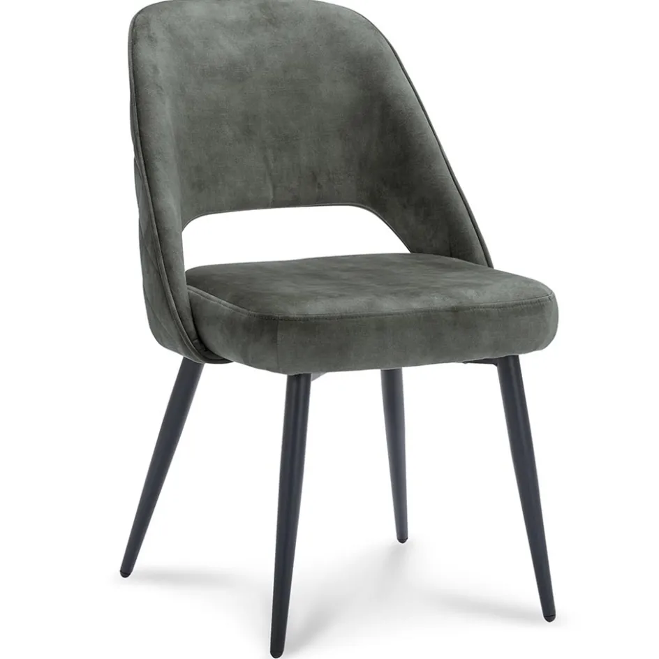 Grijs/groene eetkamerstoel met zwarte pootjes>Straluma Sale