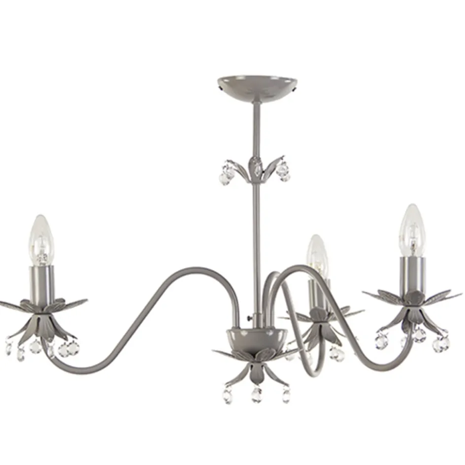 Grijze kroonluchter met bloem/kristal>Straluma Clearance