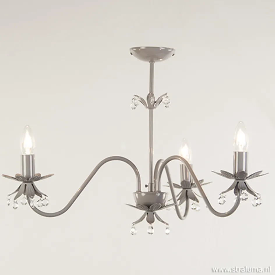 Grijze kroonluchter met bloem/kristal>Straluma Clearance
