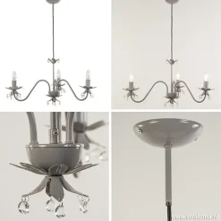 Grijze kroonluchter met bloem/kristal><noscript><img width=