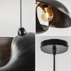 Grote bamboe hanglamp shell zwart><noscript><img width=