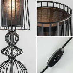 Grote draad tafellamp met zwarte kap><noscript><img width=